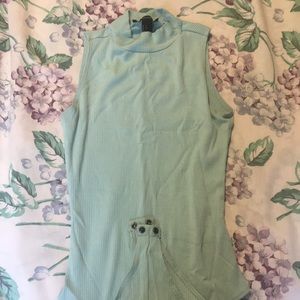 Light blue semi turtle neck tight body suit